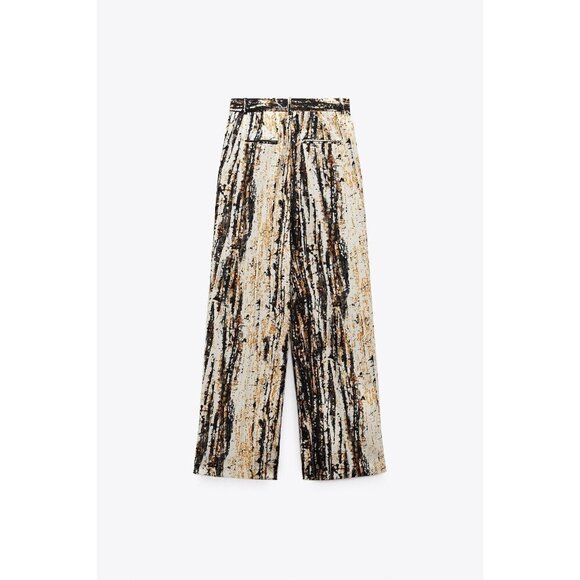 NWT Zara Wide Leg Abstract Print Trausers M - Picture 3 of 9